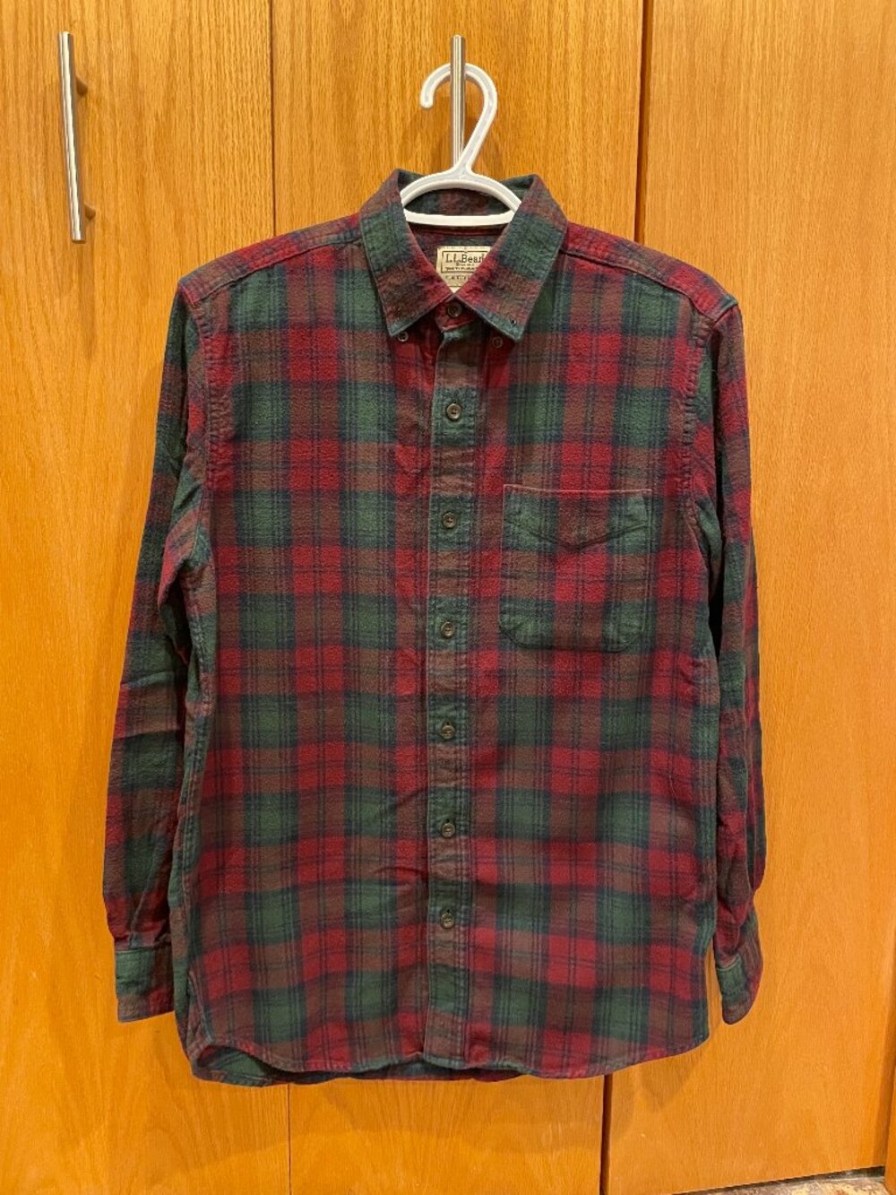 L.L Bean Green & Red Plaid Flannel